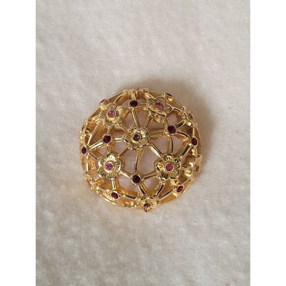 Signed Swarovski Dome Shape Gold Tone brooch pin - Picture 4 of 4